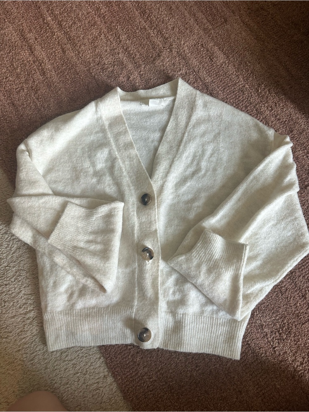 H&M Cream Button-Front V-Neck Cardigan